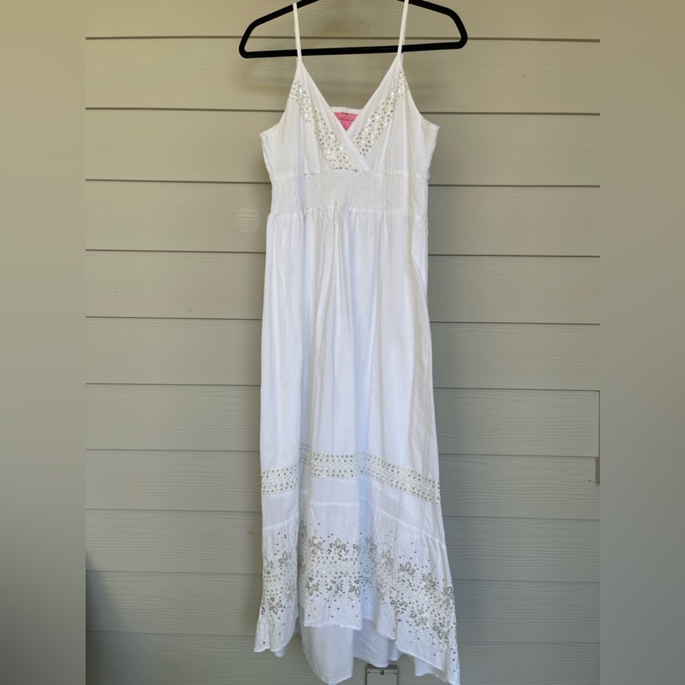 White Sequined High-Low Dress (Petite)